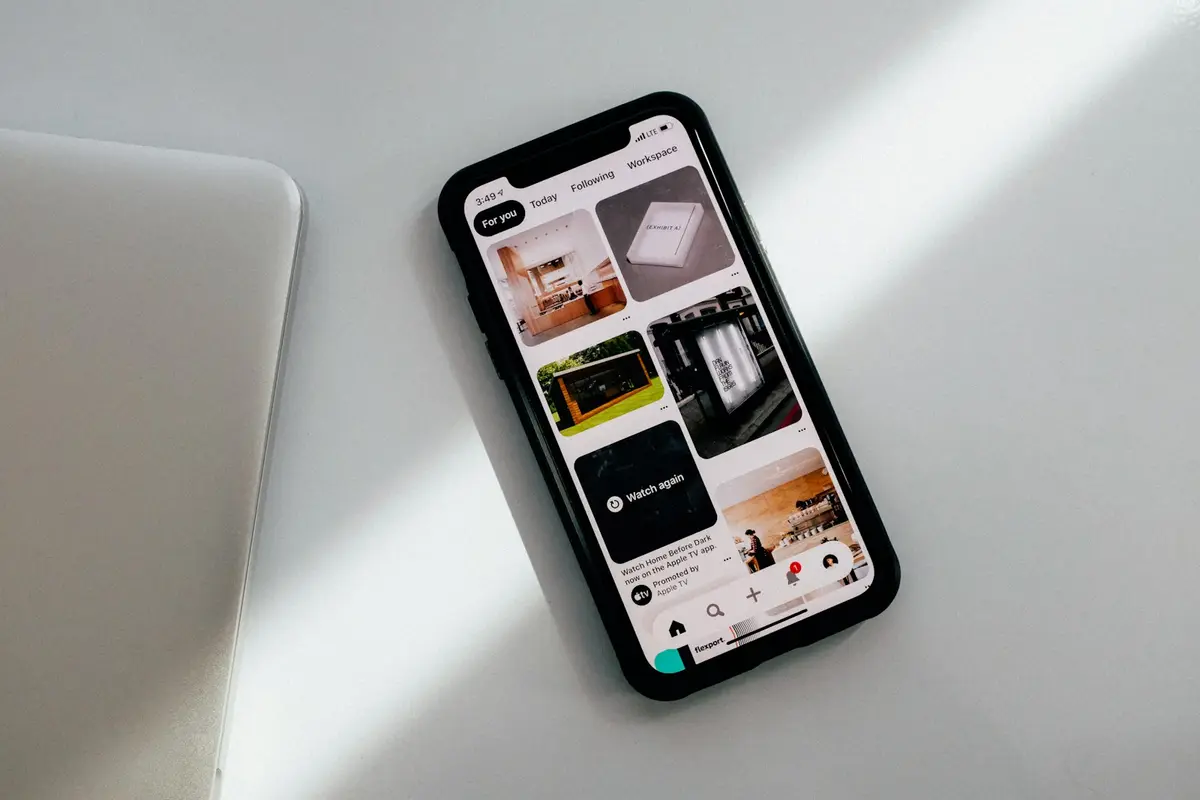 A smartphone lying on a desk