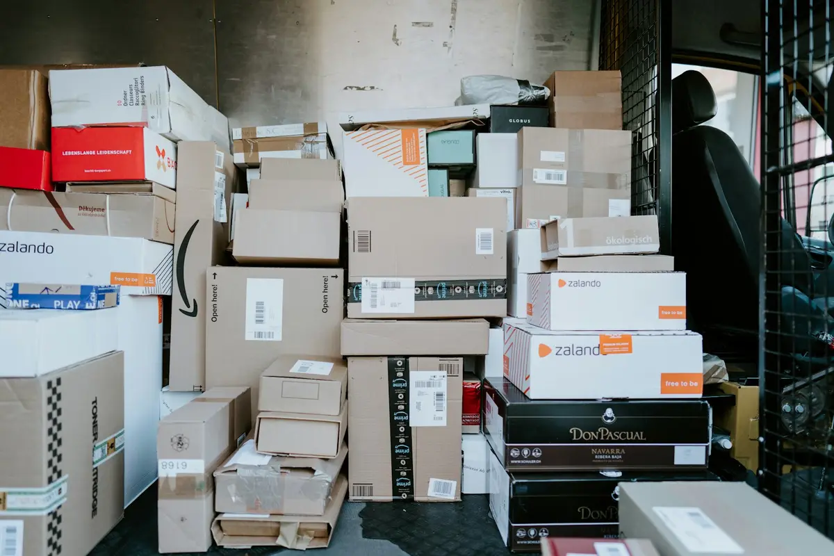 Stacks of cardboard boxes ready for moving
